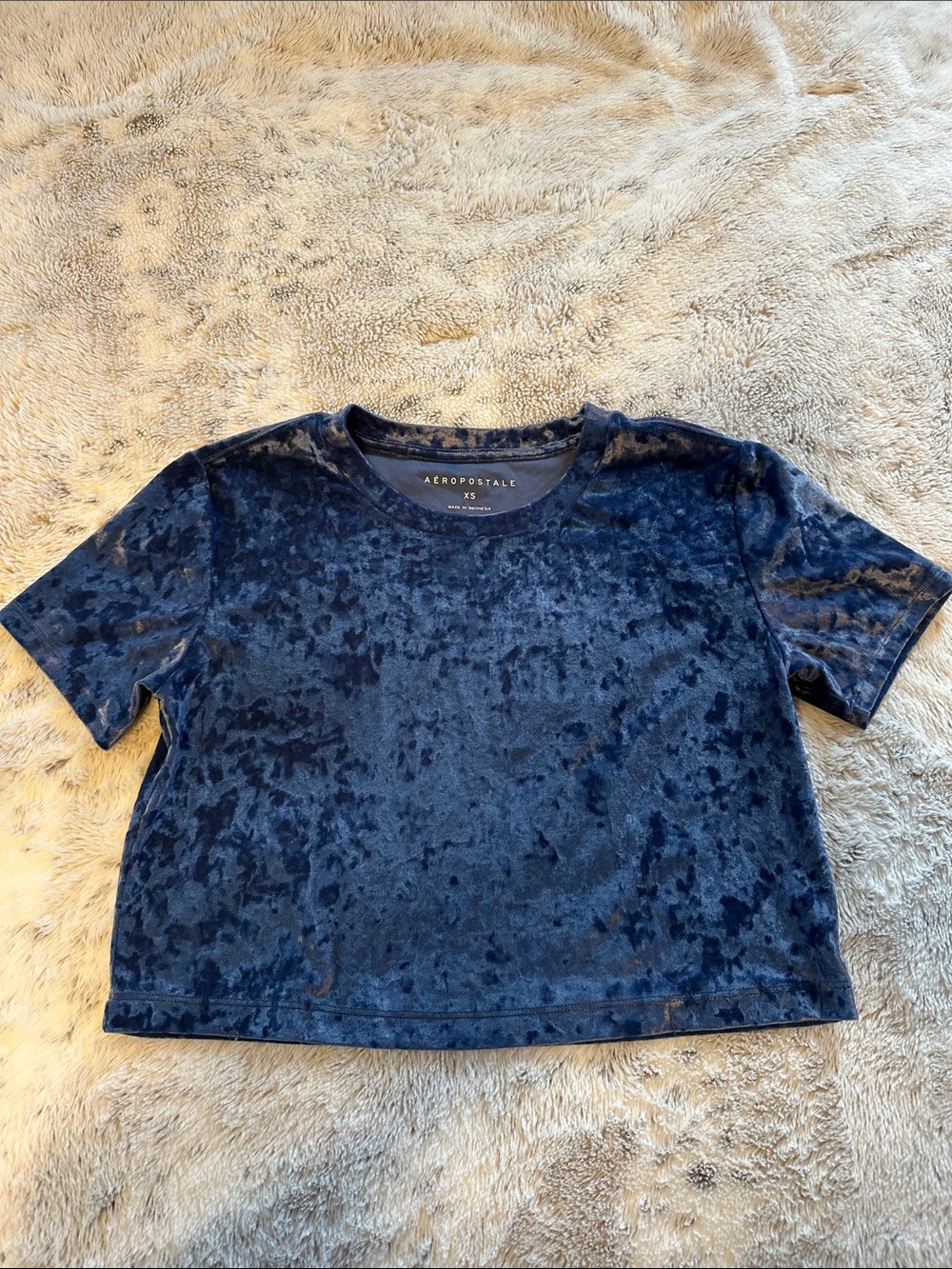 Aeropostale Navy Blue Crushed Velvet Top